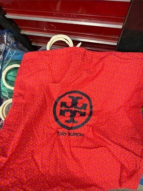 Large Tory Burch Hot Pink and Orange Logo Drawstring dustbag